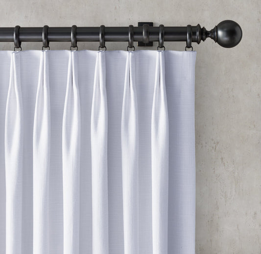 Euro Pinch Pleated Linen Curtains | Organic Italian Textured Weave | Light Filtering or Blackout